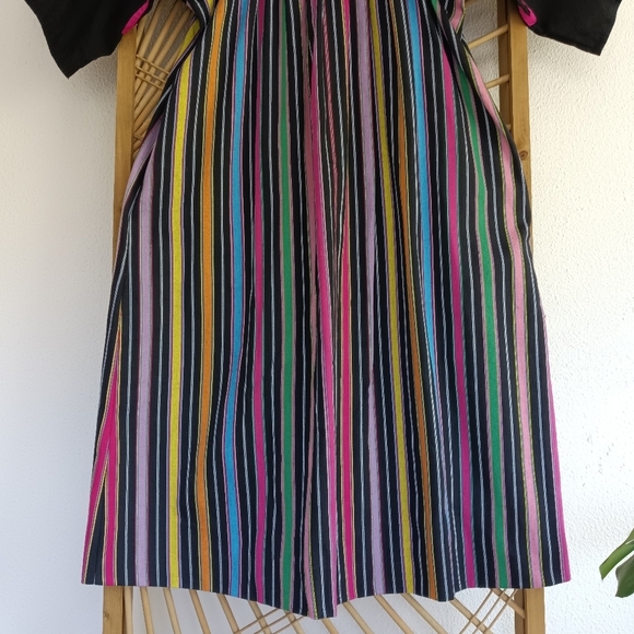 Vintage 1970's Krist Gudnasun Kaftan Mumu Housedress Retro Tropical Ribbon Dress - Picture 10 of 11